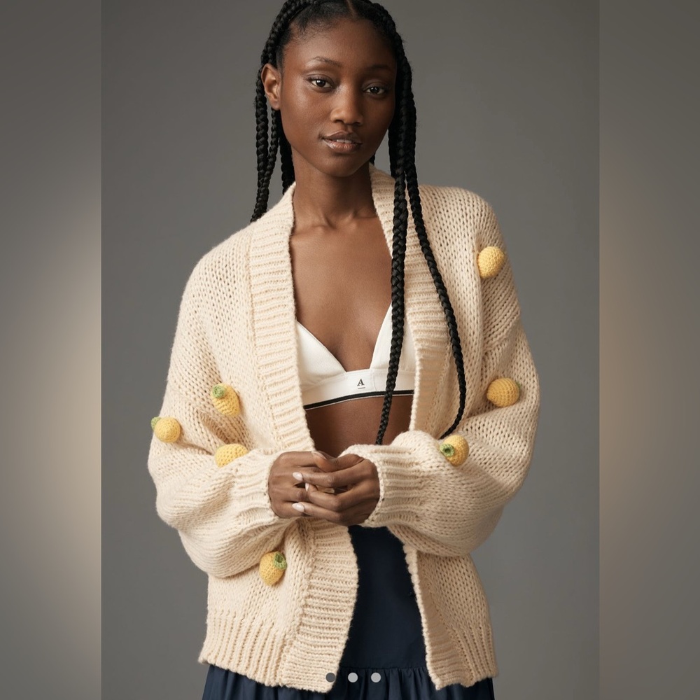 Anthropologie Susannah 3-D lemon Cardigan NWT